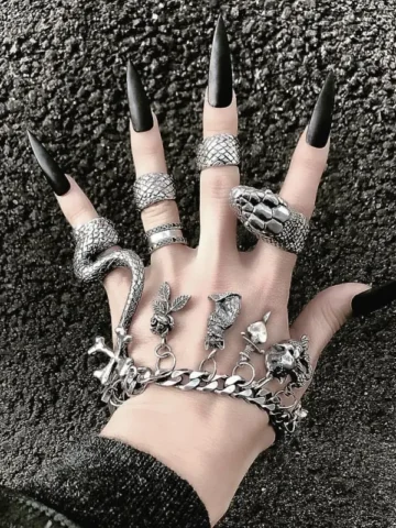 Women Vintage Heavy Metal Diablo Gothic Python Ring Set