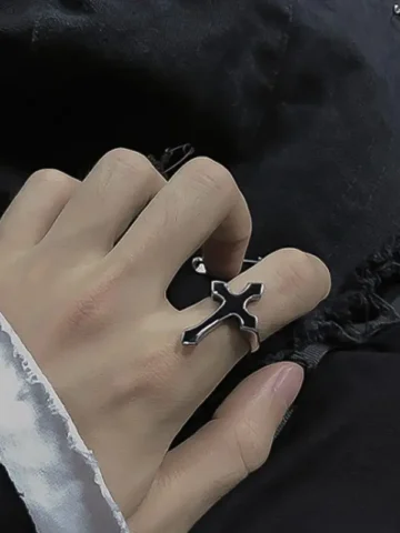 Men Simple Fashion Gothic Cross Opening Ring