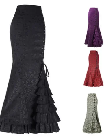 Women Fashion Vintage Gothic Jacquard Fishtail Skirt