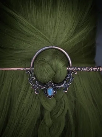 Gothic Women Headwear Retro Carved Creative Moonstone Nordic Style Fashion Personalized Hairpin