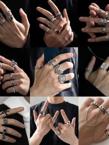 Men Retro Diablo Gothic Snake Skull Spider Ring Set