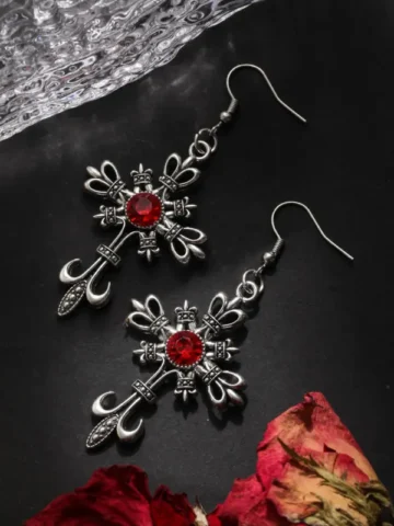 Women Fashion Gothic Retro Diablo Punk Cross Earrings
