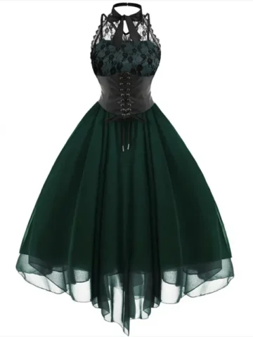 Gothic Women Sexy Sleeveless Lace Dress