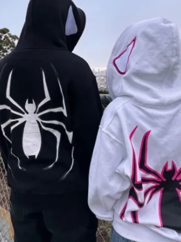 Unisex Fashion Dark Gothic Spider Print Long Sleeve Hooded Sweatshirt