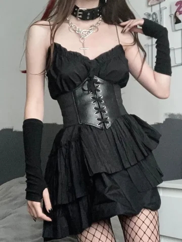 Women Corset TopGothic Clothing Underbust Waist Bridal Bustier Body Slimming Wide Belts Dress Girdle