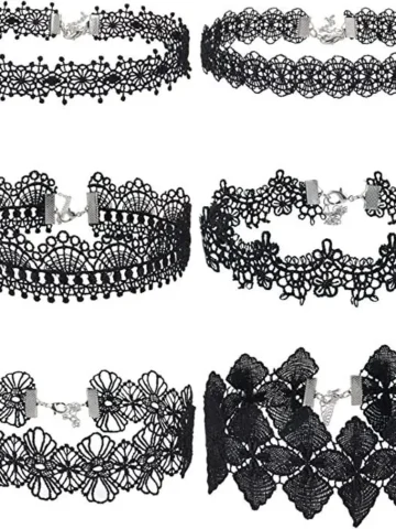 Women Fashion Gothic Black Lace Necklace Set