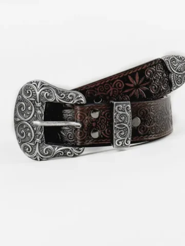 Women Fashion Casual Solid Color Punk PU Gothic Metal Buckle Belt
