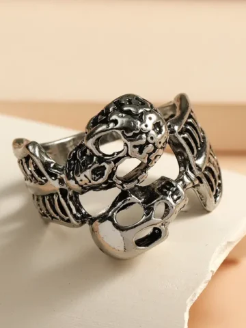 Halloween Women Gothic Vintage Antique Cutout Skull Ring