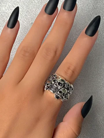 Women Retro Gothic Skull Alloy Opening Ring