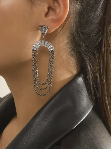 Women Gothic Rhinestone Decoration Drop Earrings
