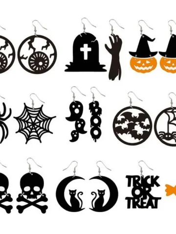Halloween Women Dark Gothic Fashion Eyes Pumpkin Bat Spider Skull Ghost Dangle Earrings