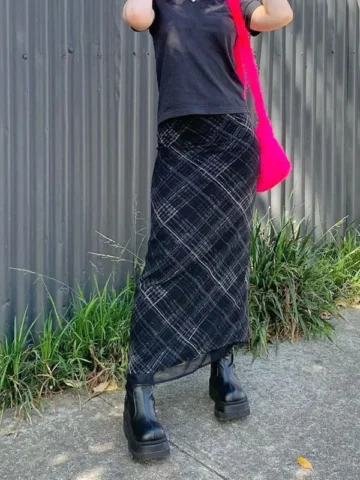Women'S Fashion Gothic Double Layer Plaid Mesh Skirt