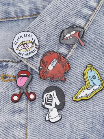 Halloween Gothic Punk Creative Enameled Eyes Mouth Stairs Avatar Pill Clothes Cartoon Alloy Brooch