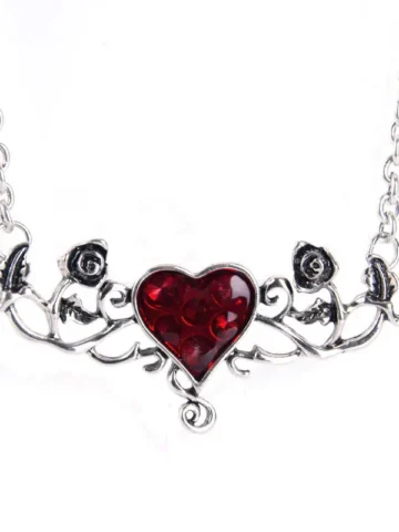Women Fashion Gothic Punk Creative Enameled Red Hart Necklace