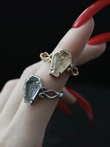Hippop Pendant Vampire Halloween Ghost Festival Gothic Open Rose Coffin Ring