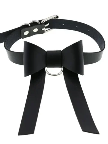 Women Gothic Solid Color Bowknot Design Choker Necklace