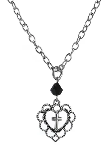 Women Gothic Punk Hollow Out Heart Pendant Alloy Necklace