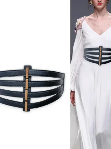 Women Punk Gothic Stretch Cummerbunds Big Wide PU Belt