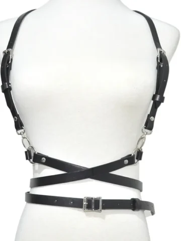Women Gothic Suspenders Design Solid Color PU Belt