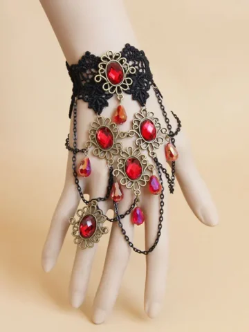Gothic Vintage Lace Rhinestone Bracelet