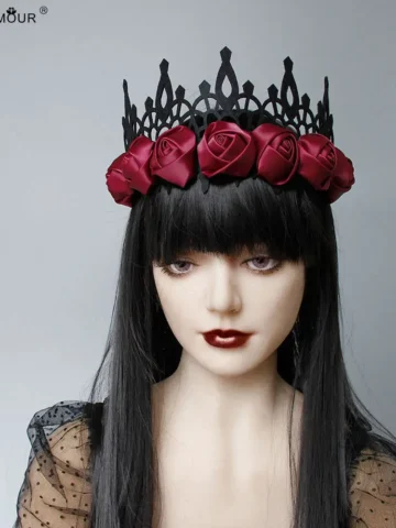 Gothic Baroque Halloween Rose Hair Crown Headwear