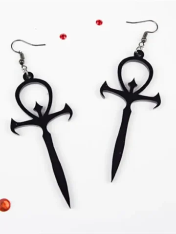 Gothic Vintage Cross Pendant Hollow Design Alloy Earrings