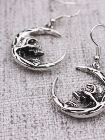 Gothic Skull Moon Earrings